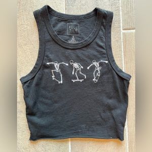 FULL TILT brand black tank, Small, skeleton skateboarder.